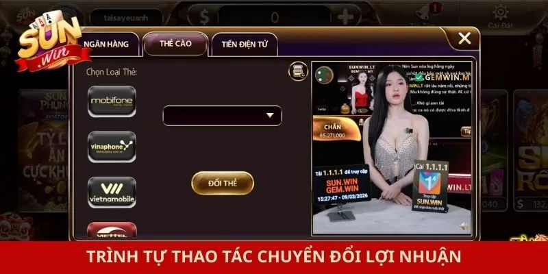 Trình tự thao tác chuyển đổi lợi nhuận
